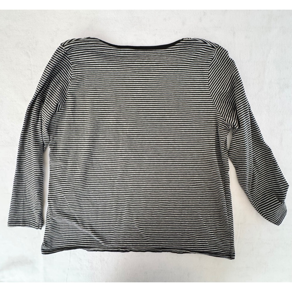 Duluth Trading Co Womens 2X Black Gray Striped Long Sleeve Scoop Neck Tee Top - Picture 4 of 4